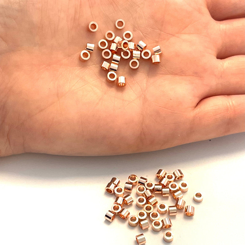 Rose Gold Plated 4mm Rondelle Spacers, 25 pcs in a pack