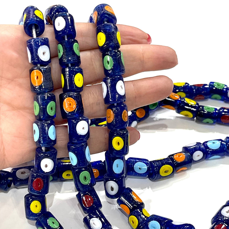 Perles de verre multicolores colorées de cylindre épais faites à la main d&