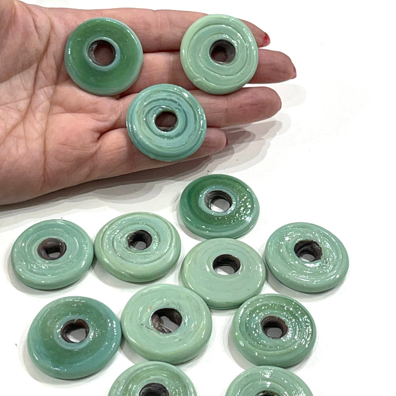 Türkische handgefertigte große Ringperlen aus Glas, 3 Perlen in einer Packung
