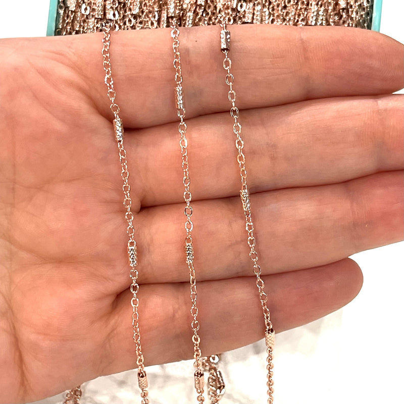 Rose Gold Plated Soldered Chain 2x1.5mm Chain with 5mm  Tubes