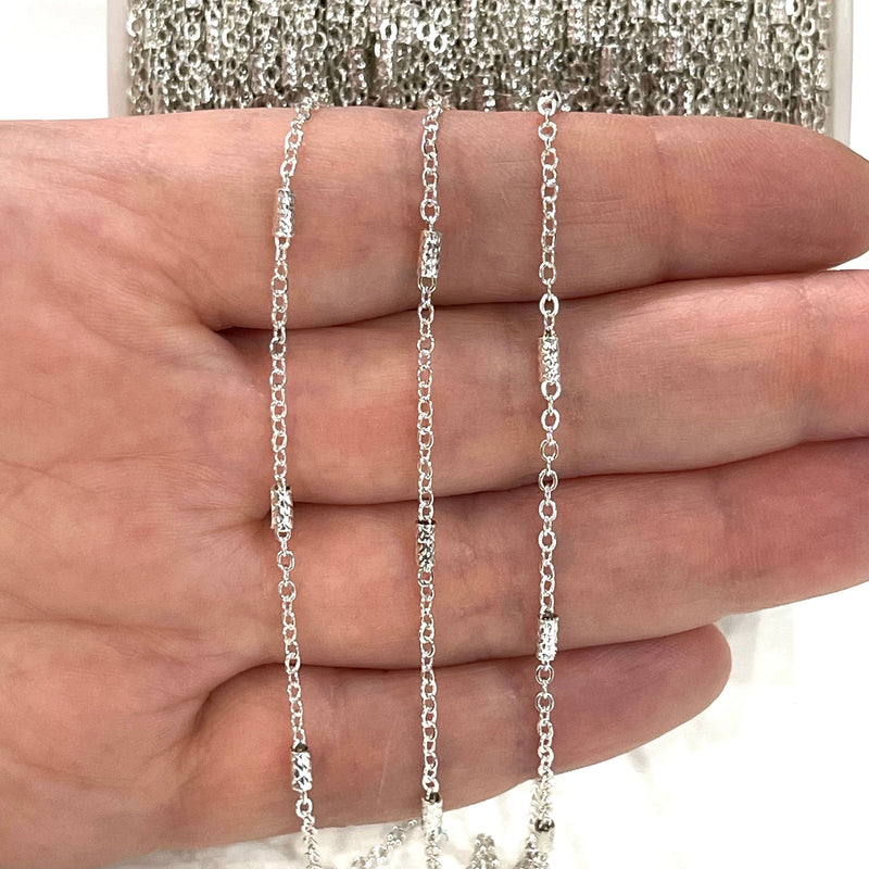 Silver Plated Soldered Chain 2x1.5mm Chain with 5mm Tubes