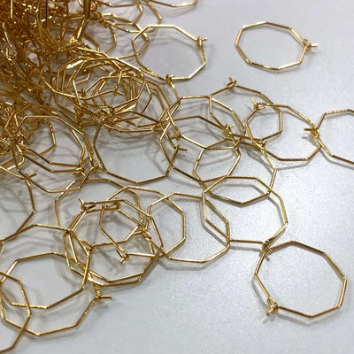 24Kt Gold Plated 25mm Octagon Earrings, Octagon Loop Earring Supplies