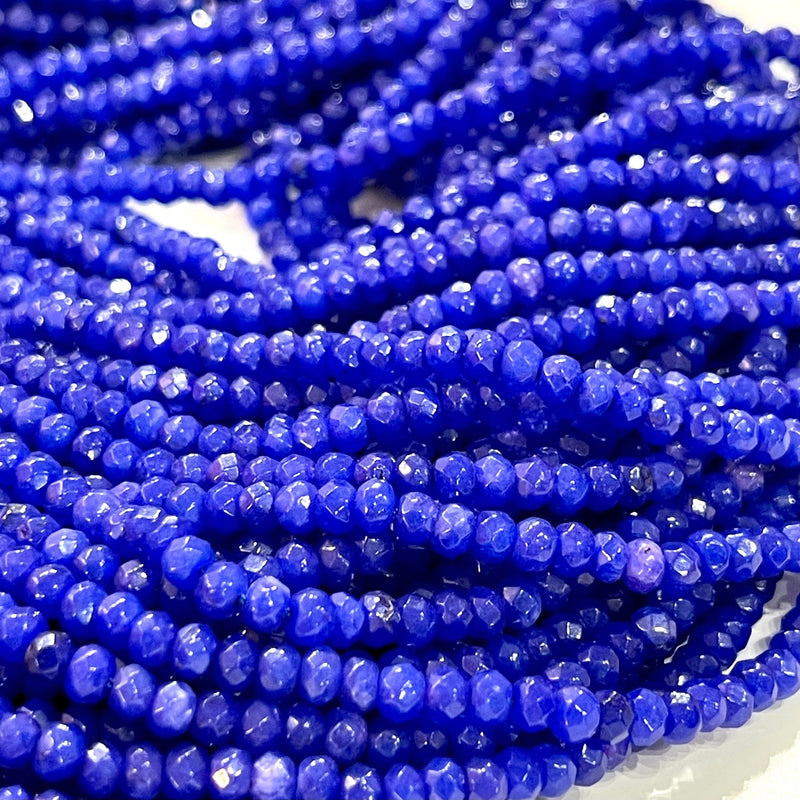 Jade bleu royal 4mm Rondelle à facettes, perles de jade bleu royal, perles de pierres précieuses, pierres précieuses naturelles