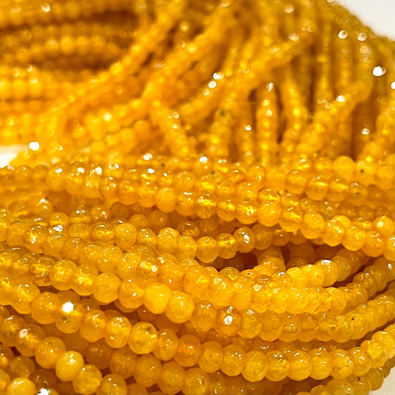 Yellow Jade 4mm Faceted Rondelle, Yellow Jade Beads,Gemstone Beads,Natural Gemstone