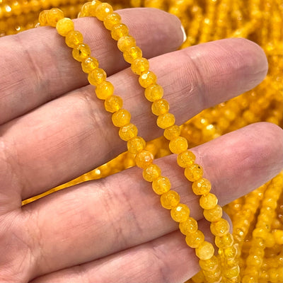 Yellow Jade 4mm Faceted Rondelle, Yellow Jade Beads,Gemstone Beads,Natural Gemstone