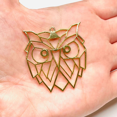 24Kt Shiny Gold Plated Brass Origami Owl Pendant, Owl Necklace Charms,