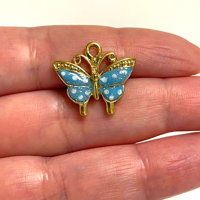 24Kt Gold Plated Enamelled Brass Butterfly Charm
