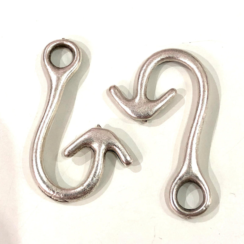 Antique Silver Plated Hook Charms, Silver Plated Hook Charms