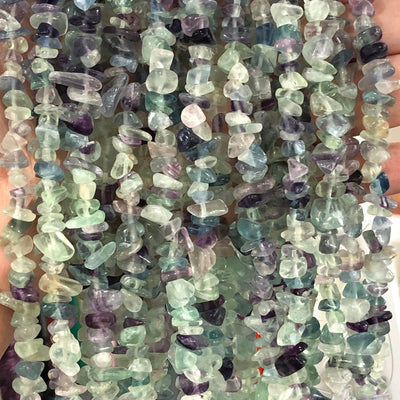 90 cm Strand Natural Freeform Fluorite Chips, Long strand 36''