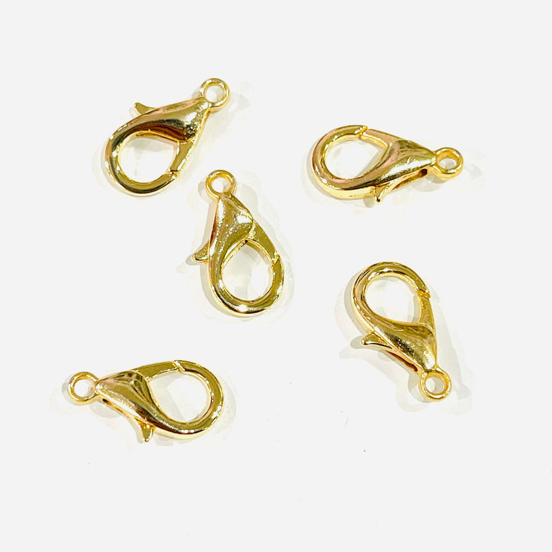 Fermoirs de homard plaqués or brillant 24Kt, (14mm x 8mm) 503 fermoir de pince de homard en laiton,