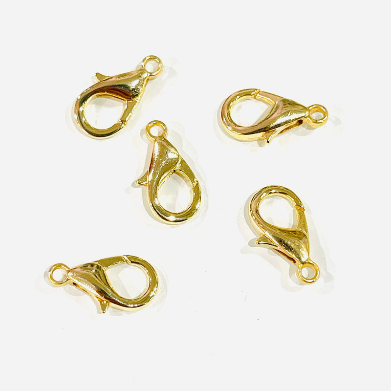 24Kt Shiny Gold Plated Lobster Clasps, (14mm x 8mm) 503 Brass Lobster Claw Clasp,