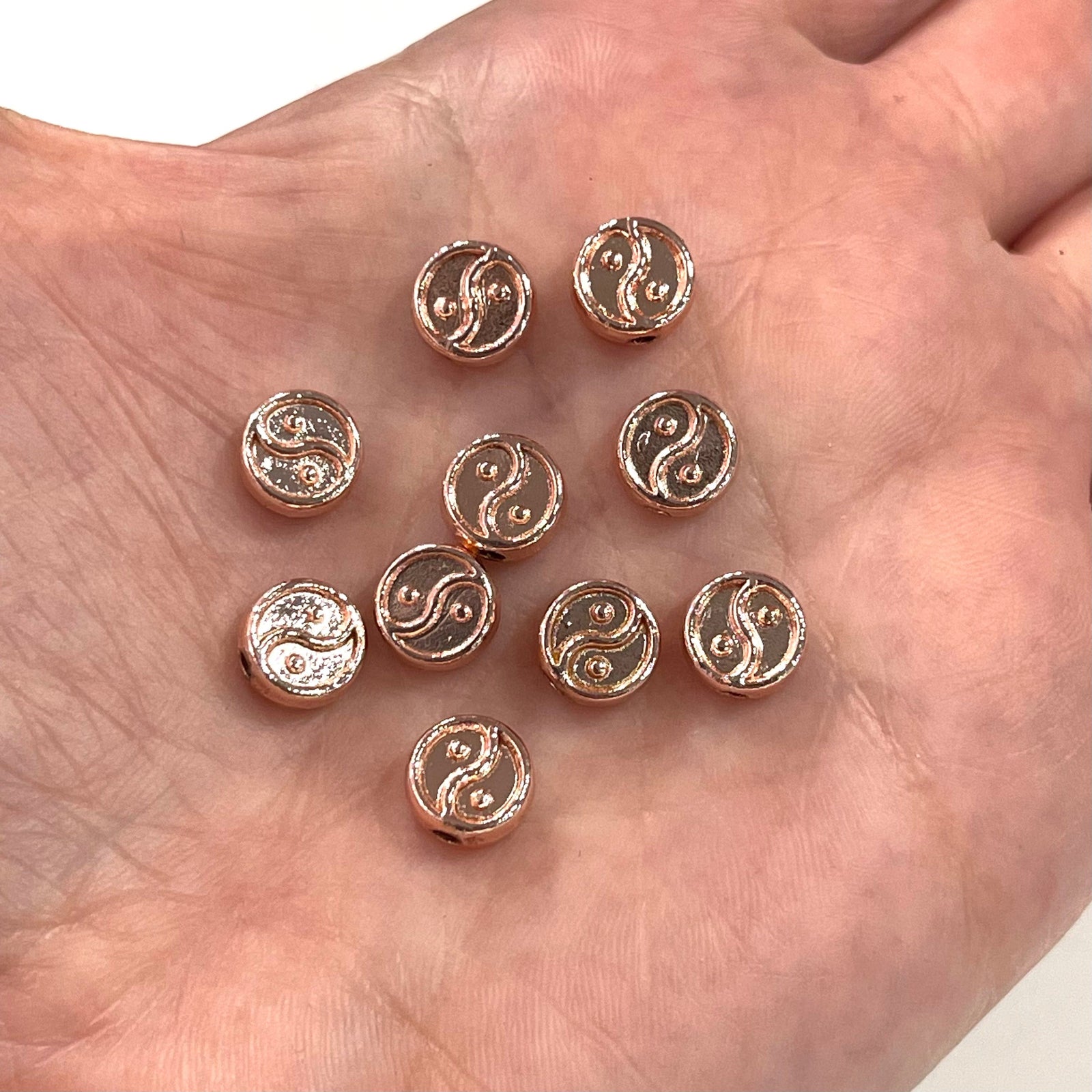 Rose Gold Plated Yin Yang Spacer Charms, 10 Pcs in a Pack