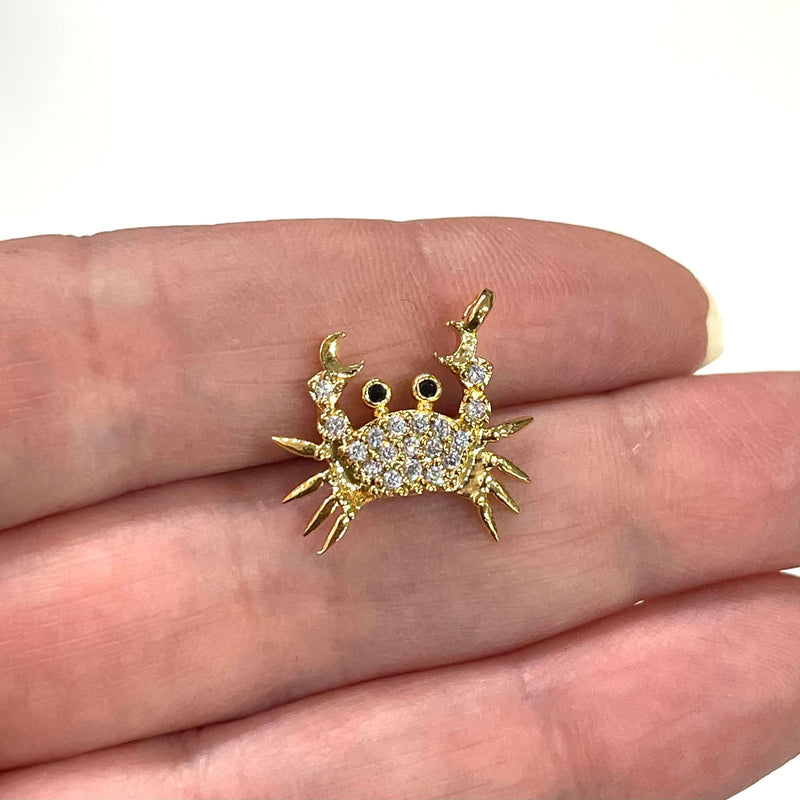 Charm Micro Pave Crab Plaqué Or 24Kt CZ