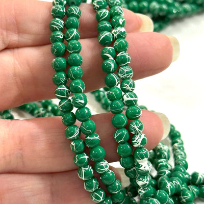 4mm Marbled glass beads, smooth round glass beads full strand