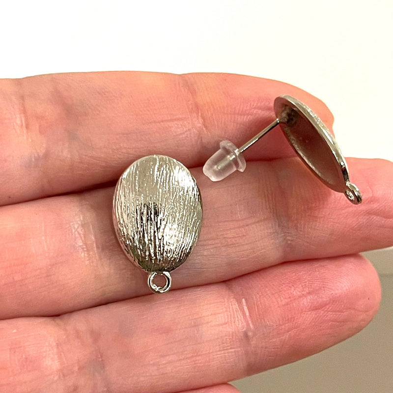 Rhodium Plated Brass Drop Stud Earrings, 2 pcs in a pack,