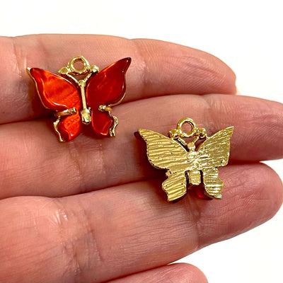 24Kt Gold Plated Brass Hand Made Resin Butterfly Charms, 20x16mm£1.5