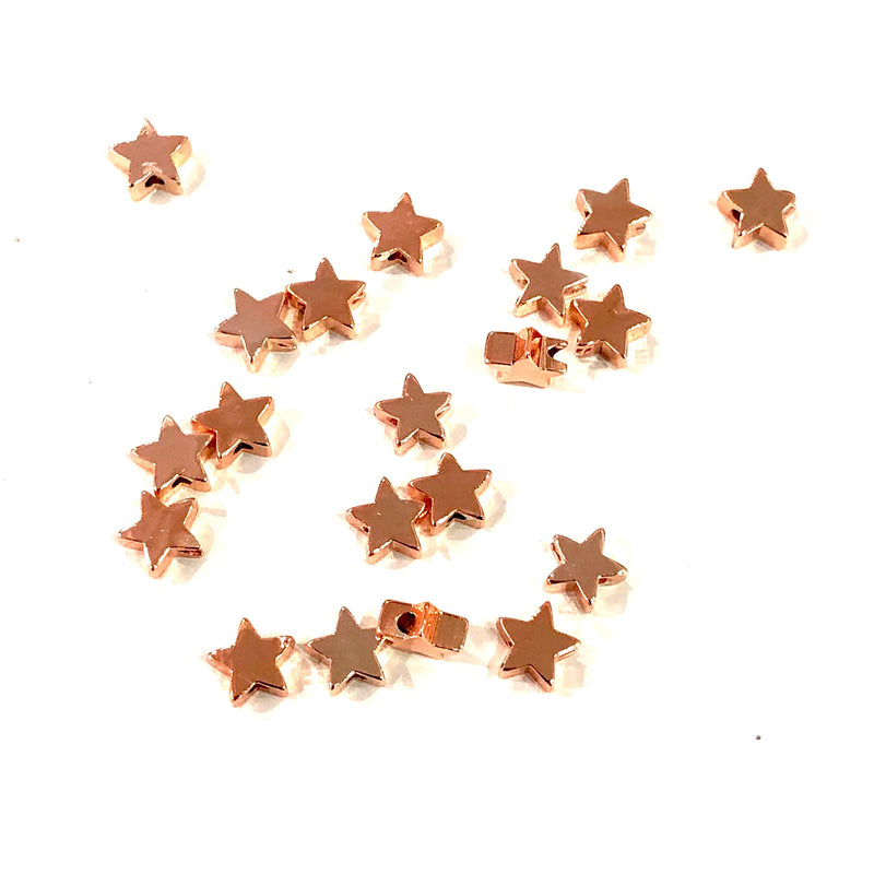 Rose Gold Plated Star Spacer Charms, 7mm Rose Gold  Star Charms, 100 pcs in a pack