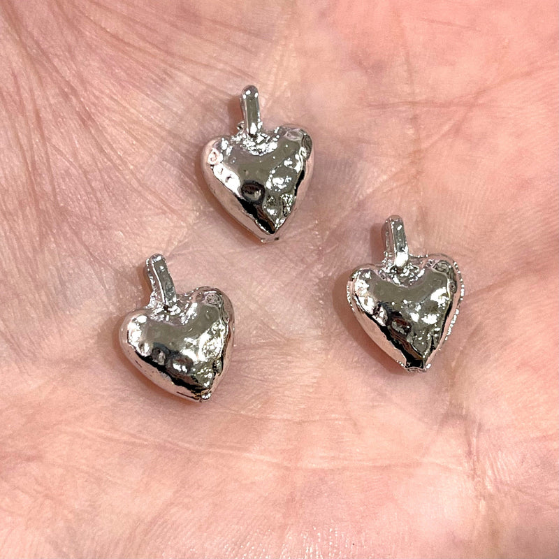 Silver Plated Heart Charms 3 pieces in a pack