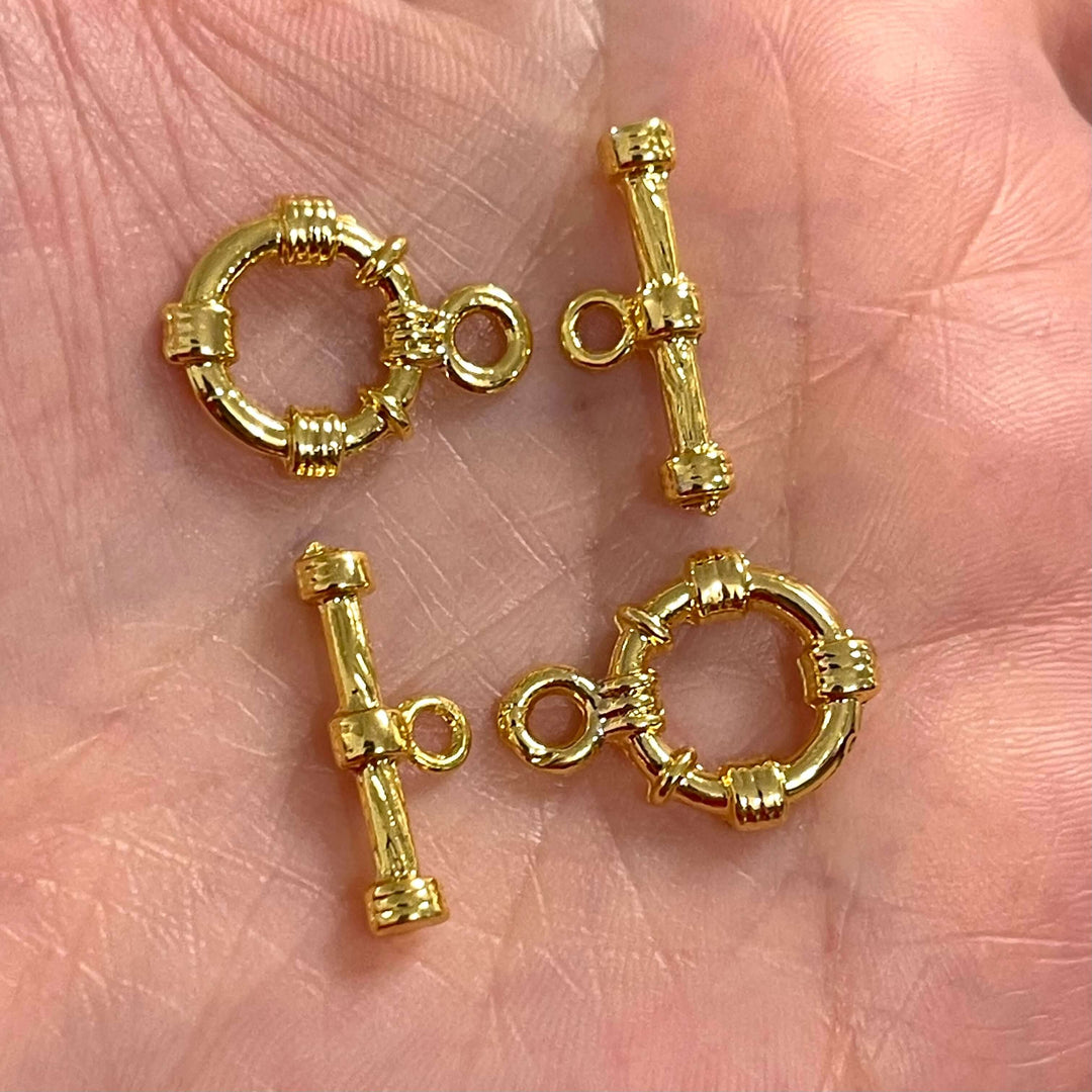 2 Sets 24Kt Shiny Gold Plated Toggle Clasp,