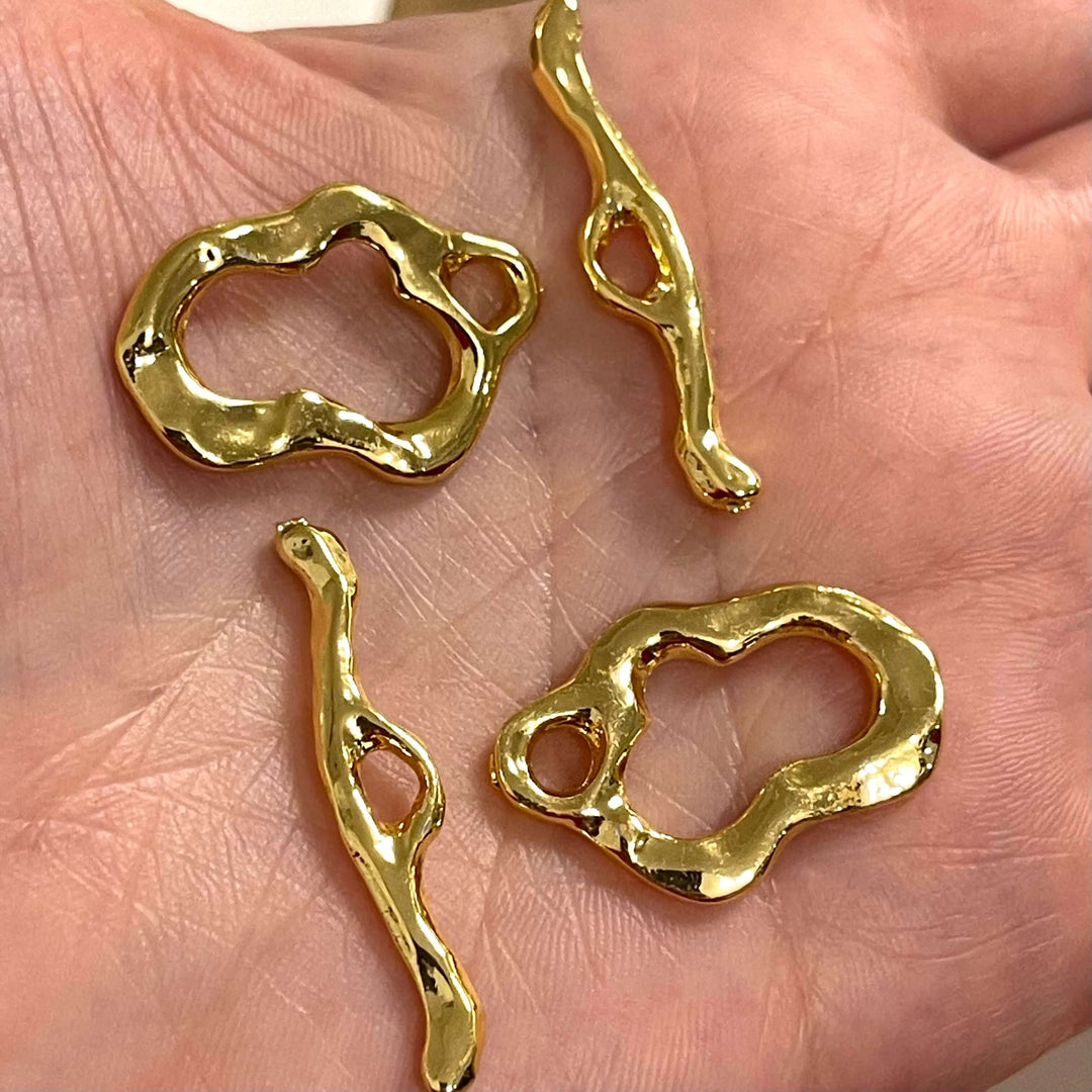 2 Sets 24Kt Shiny Gold Plated Toggle Clasp,