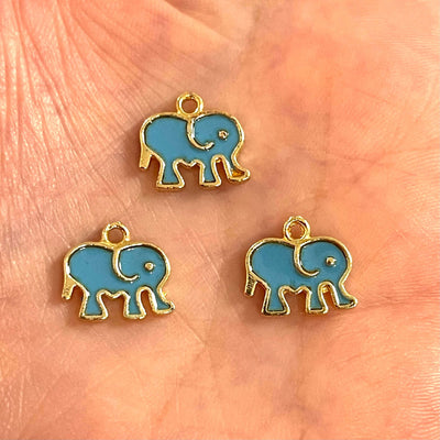 24 Kt Gold Plated Brass elephant Charms, Gold Plated Enamelled Brass Elephant Charms, 3 pcs in a pack£2.5