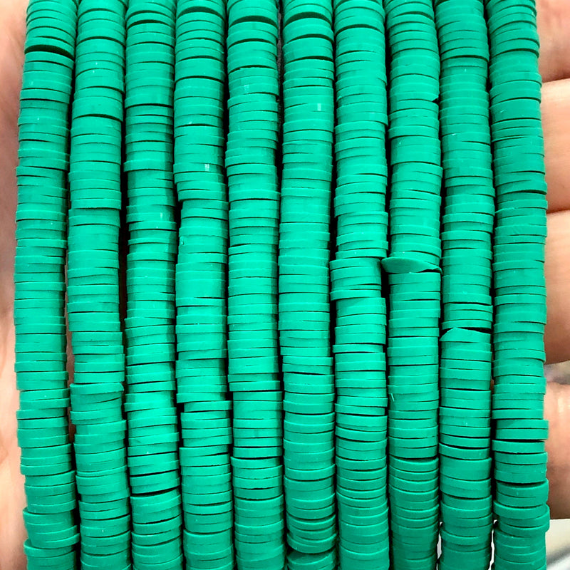 Turquoise Green Heishi Beads, Polymer clay 6x1MM Vinyl Beads