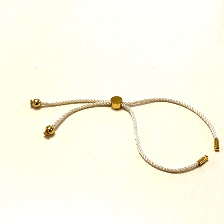 Adjustable Rope Slider Bracelet Blanks, Eggshell&amp;Gold Adjustable Bracelet Blanks,