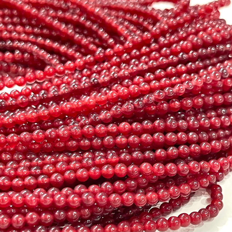 Perles de pierres précieuses rondes lisses en agate rouge cornaline de 3 mm, 127 perles