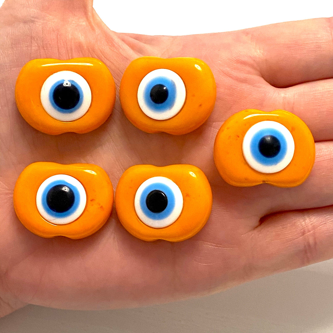 Large Hole Evil Eye Resin Beads, 29mm Beads, 6mm Hole, 5 Beads in a Pack