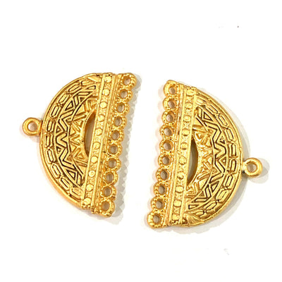 24Kt Matte Gold Plated Brass Authentic Connector Charms, 2 pcs in a pack,