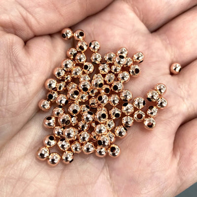 Boules d'espacement en or rose de 4 mm, perles d'espacement en or rose, 100 pièces dans un paquet,