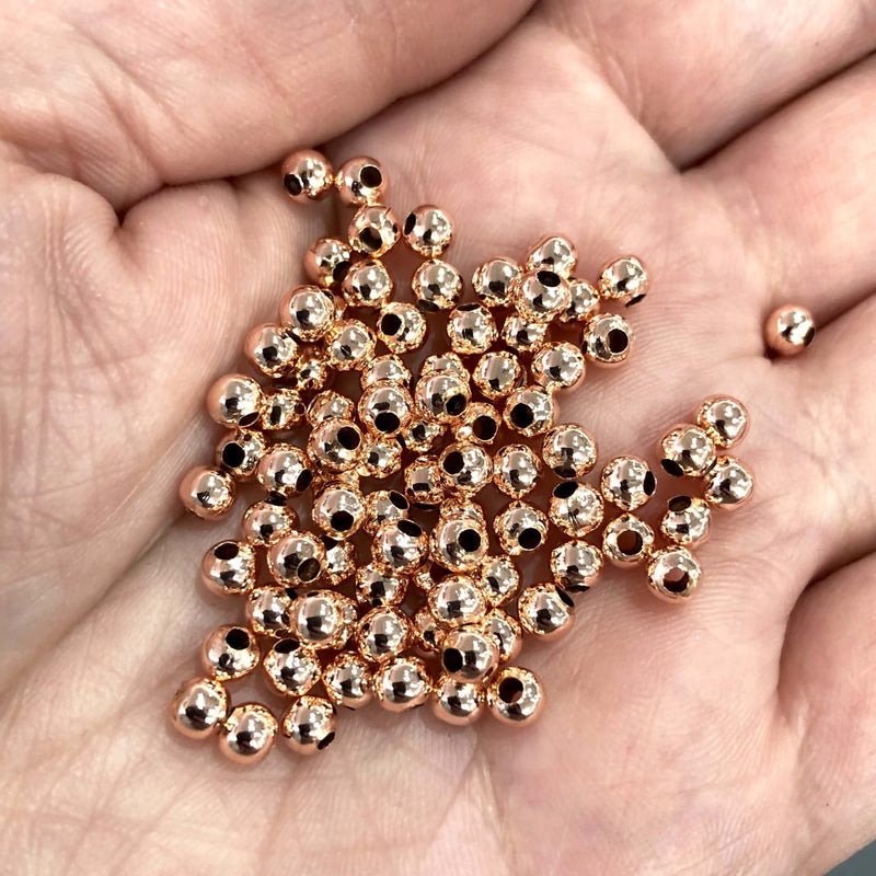 4mm Rose Gold Spacer Balls, Rose Gold Spacer Beads, 50 Pieces in a pack,