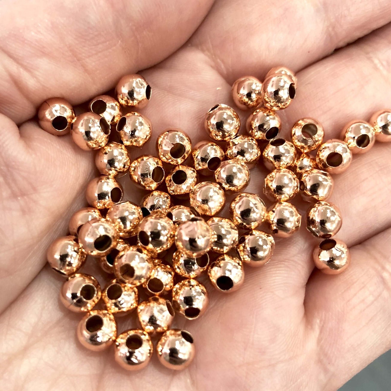 20 Rose Gold Spacer Balls, Rose Gold Spacer Beads, 6 mm Balls Rose Gold Plated- Spacer Beads-20 Pieces in a pack,