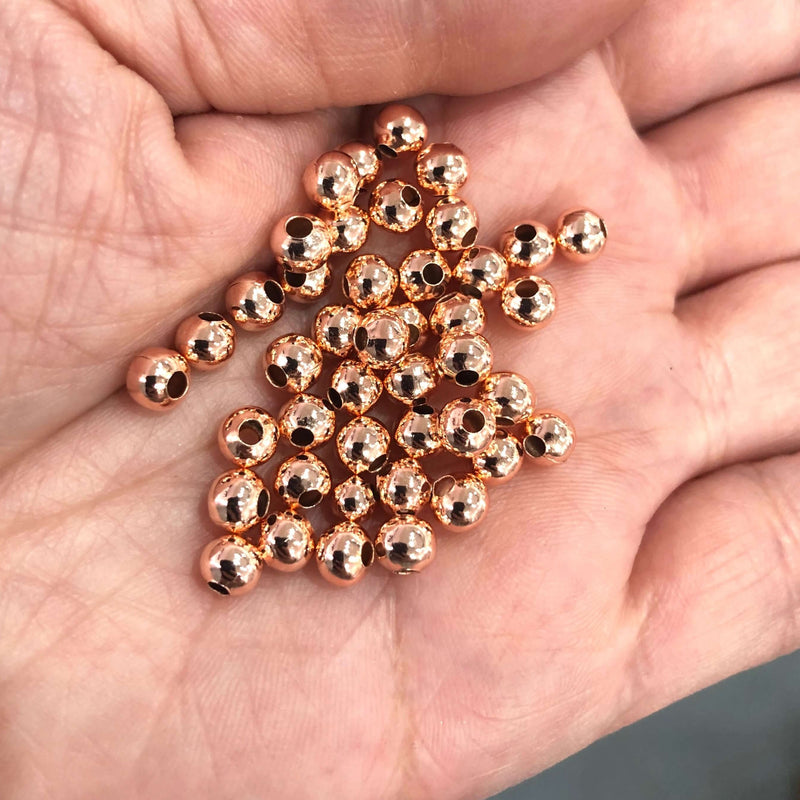 5mm Rose Gold Spacer Balls, Rose Gold Spacer Beads, 25 Pieces in a pack,