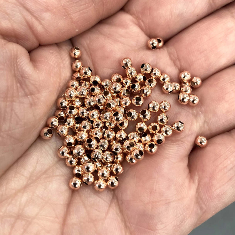 3mm Rose Gold Spacer Balls, 3mm Rose Gold Spacer Beads, 100 Pieces in a pack,