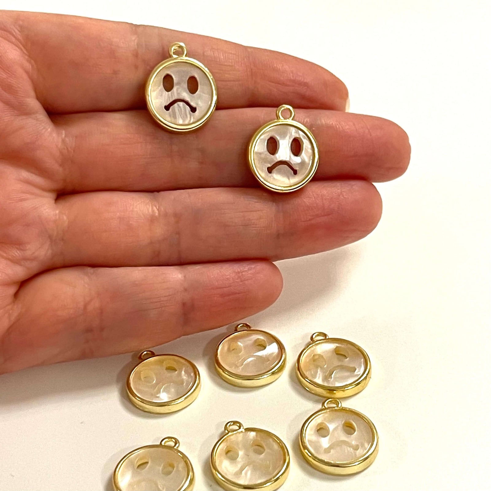 24Kt Gold Plated Resin Emoji Charms, 2 pcs in a pack