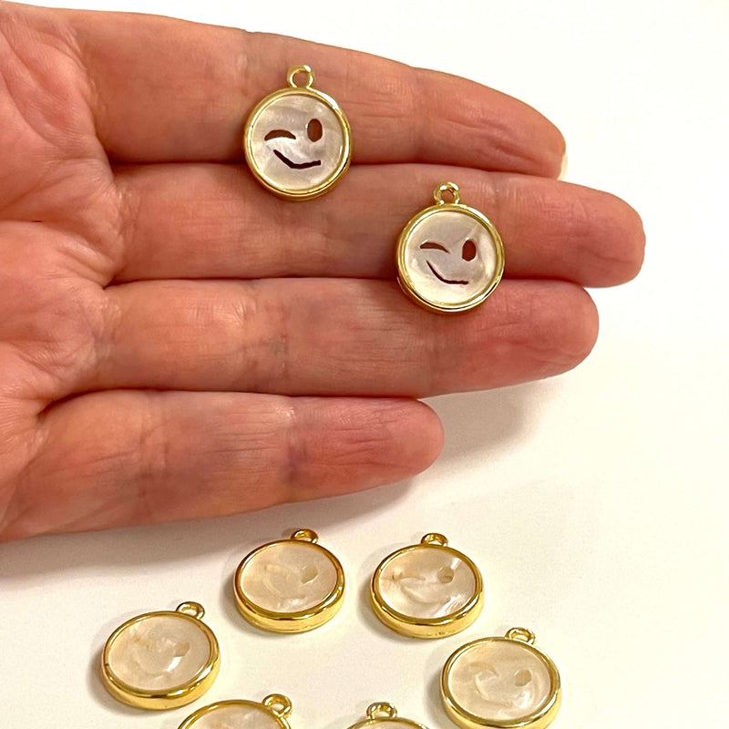 24Kt Gold Plated Resin Emoji Charms, 2 pcs in a pack