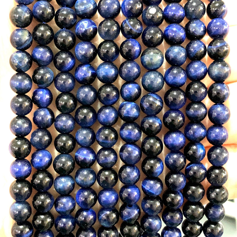 Tigerauge blau 6 mm runde Perlen, ganzer Strang 65 Perlen, AAA* Qualität