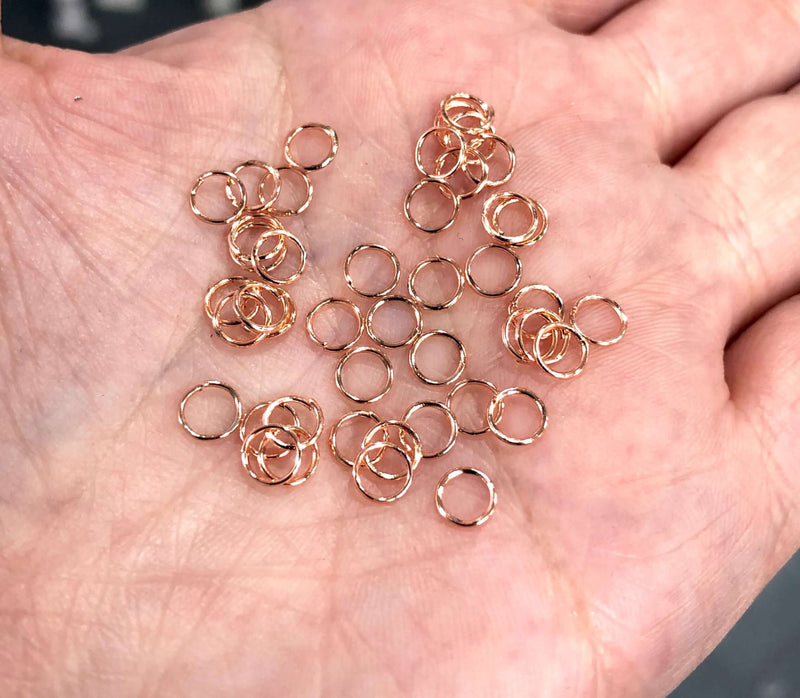 Anneaux de saut en or rose de 5 mm, anneaux de saut ouverts, apprêts en or rose,