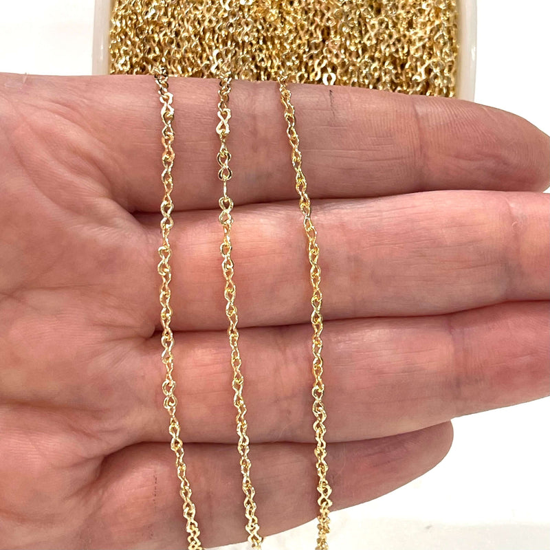 Infinity Chain, 24Kt Shiny Gold Plated Brass Chain, 2mm Gold Plated Chain,