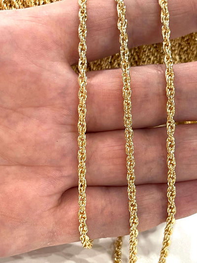 24Kt Shiny Gold Plated Soldered Chain, 2mm Gold Plated Necklace Chain