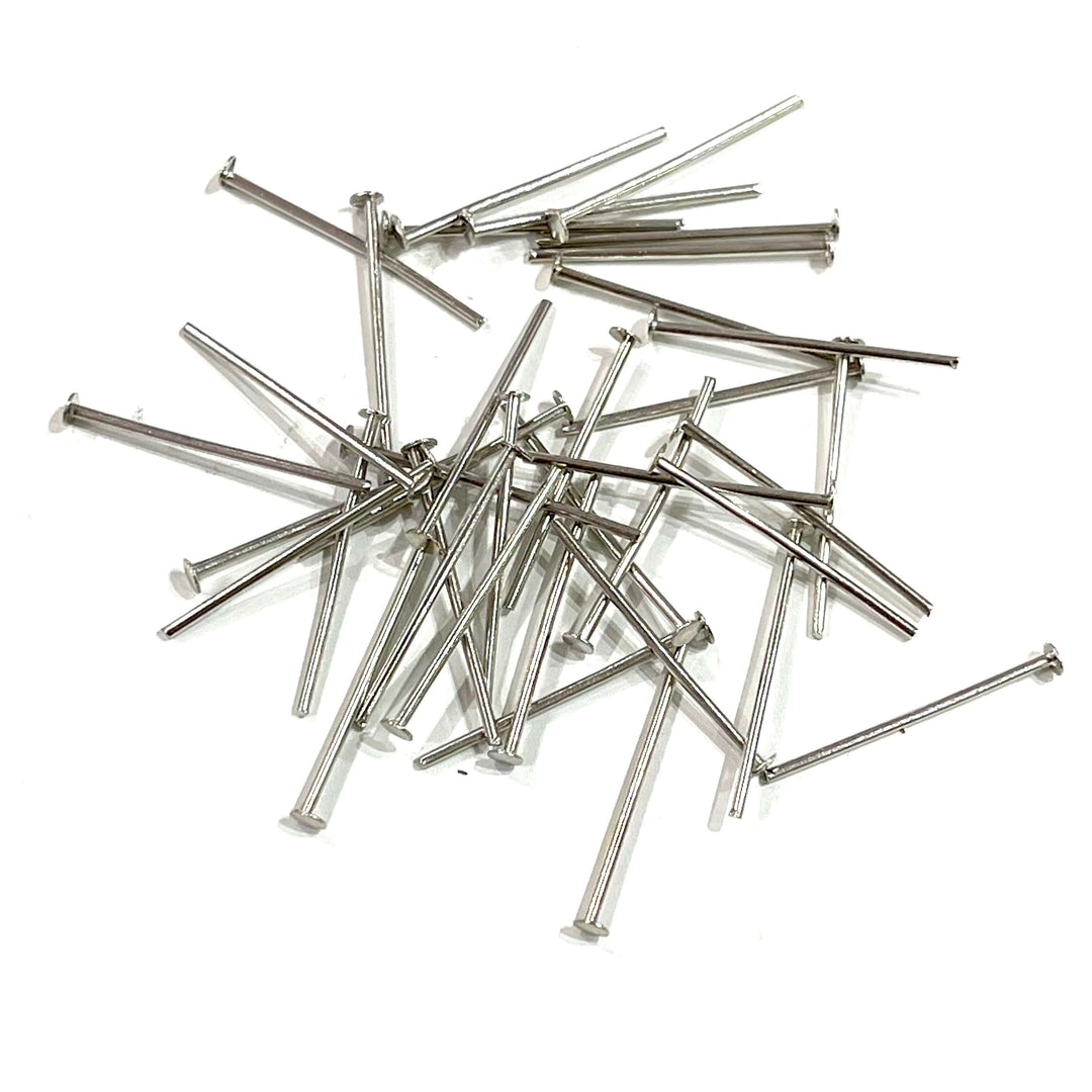 20mm Rhodium Plated Brass Head pins, 0.7mm by 20mm Rhodium Head Pins