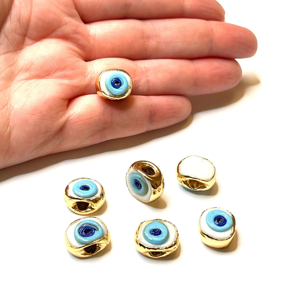 24Kt Gold Plated Hand Made Evil Eye Beads, Hand Made Evil Eye Beads White