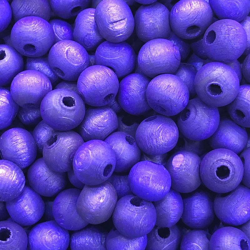 50Gr Bulk, 10 mm Wooden Beads Purple Color