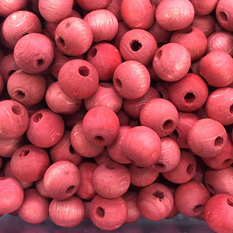 50Gr Bulk 10 mm Wooden Beads Red Color