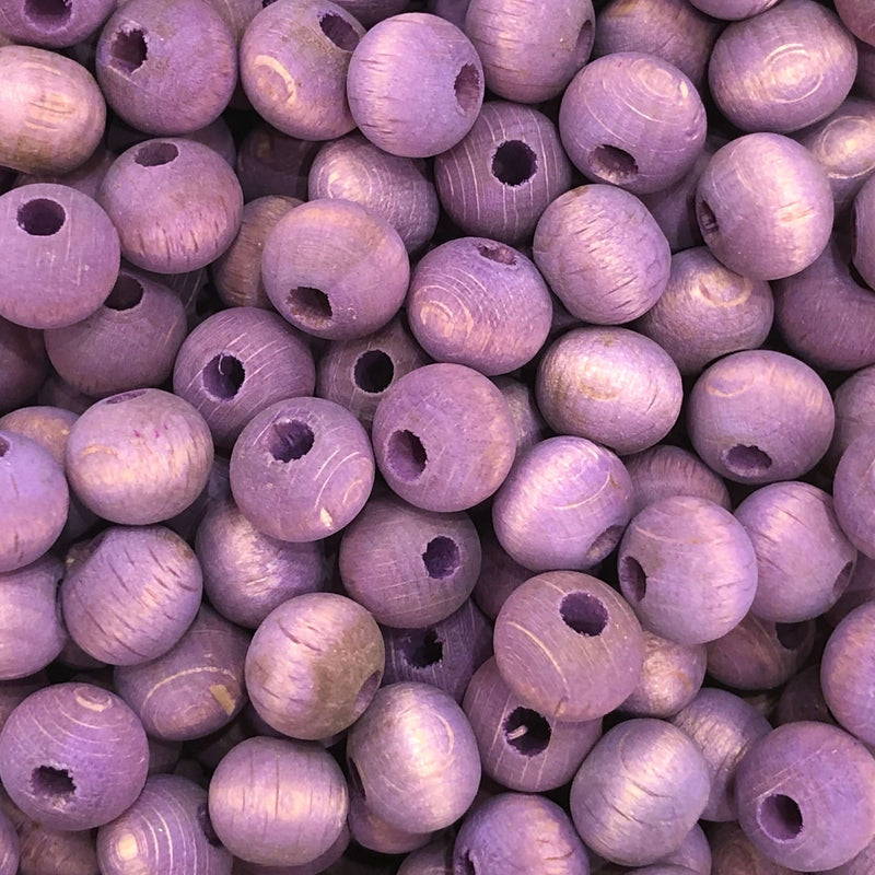 50Gr Bulk, 10 mm Wooden Beads Lilac Color