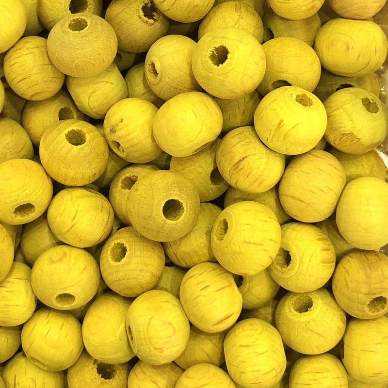 50Gr Bulk, 10 mm Wooden Beads- Yellow Color