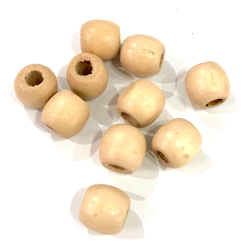 Natural Large Hole Wooden Beads 16x15mm 10 Pieces in a pack