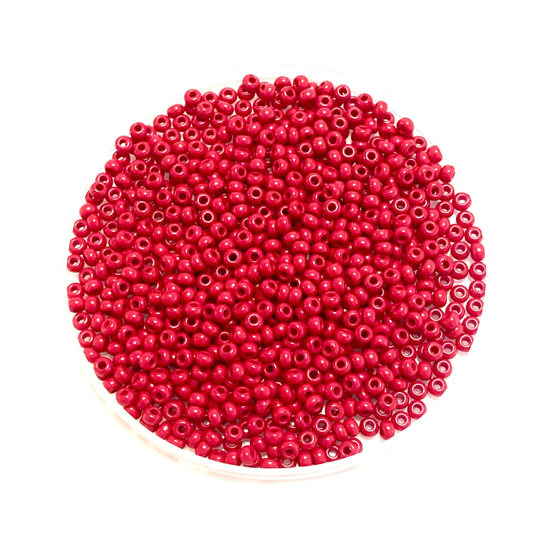 Preciosa Rocailles-Perlen 8/0, rundes Loch, 20 g, 93210 undurchsichtige rote Koralle