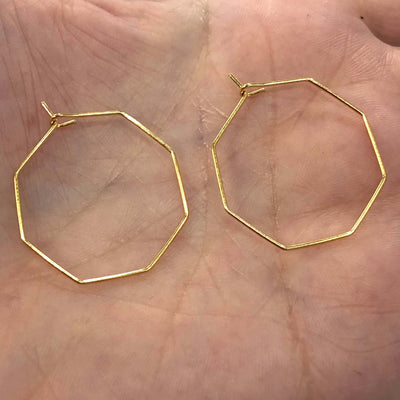 24Kt Gold Plated 25mm Octagon Earrings, Octagon Loop Earring Supplies